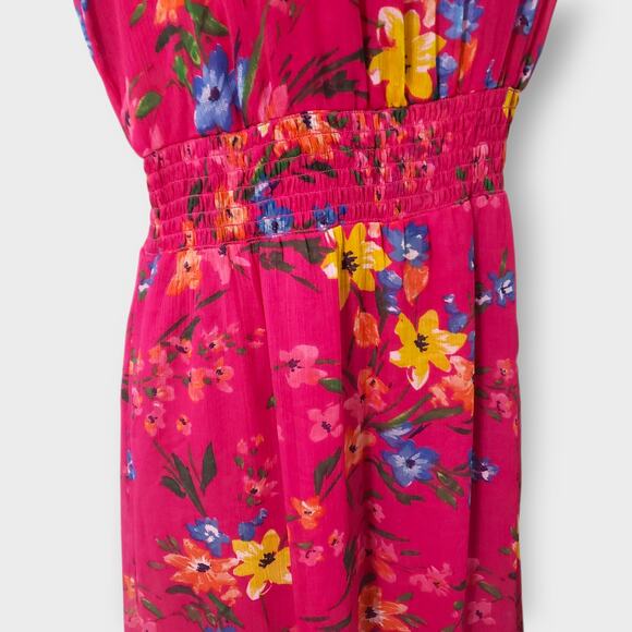 Old Navy Womens Pink Floral Chiffon Ruffle Maxi Dress Tiered Cottage Summer XS - Picture 5 of 14